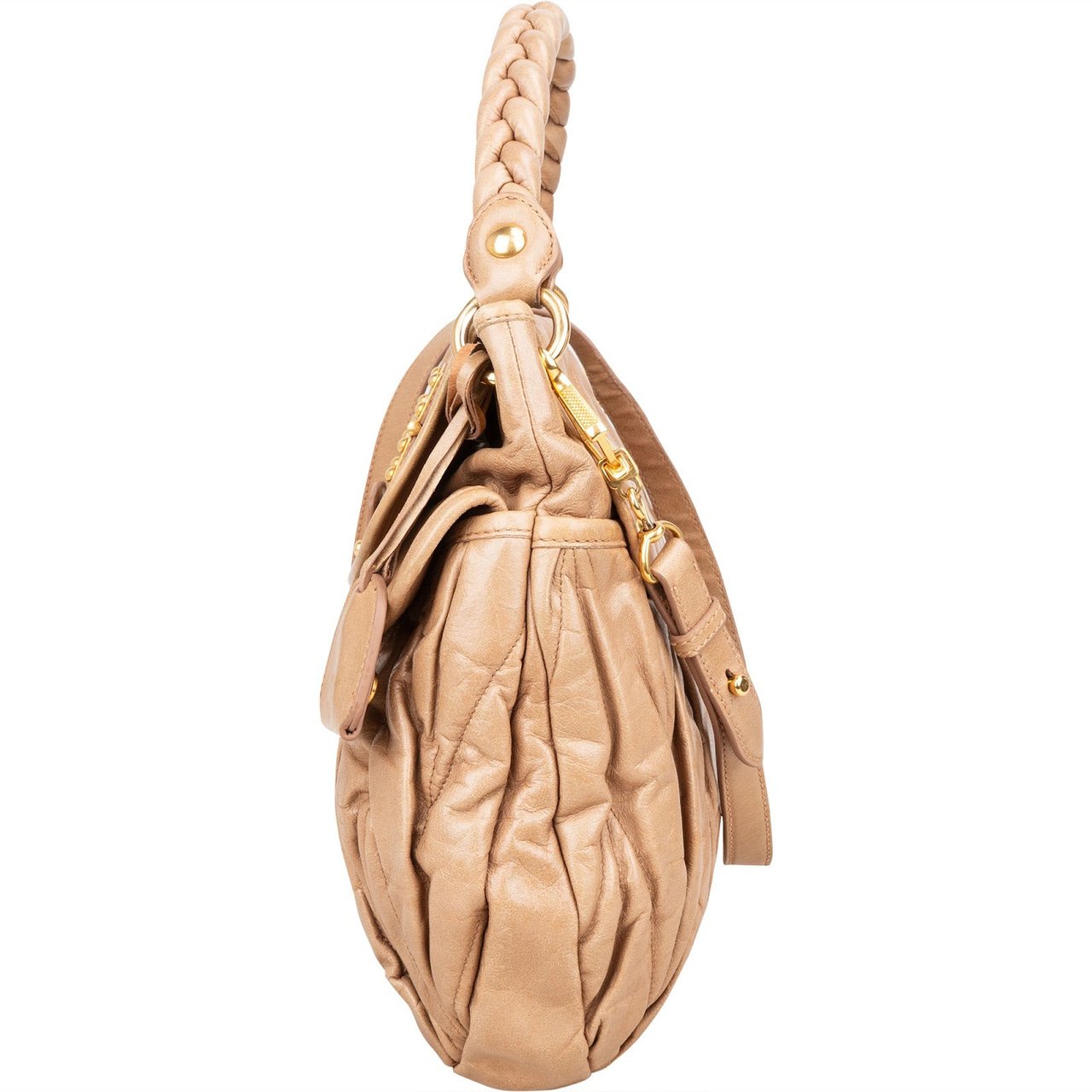 Miu Miu Miu Miu Quilted Leather City Handbag Beige