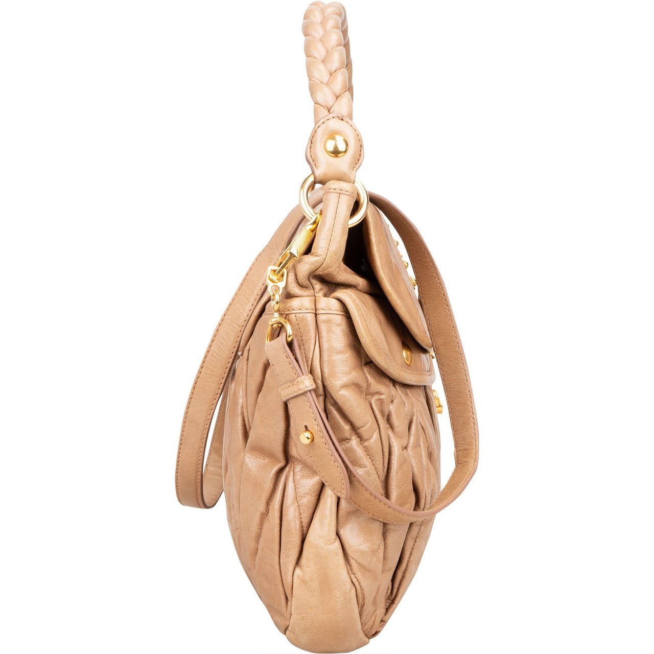 Miu Miu Miu Miu Quilted Leather City Handbag Beige