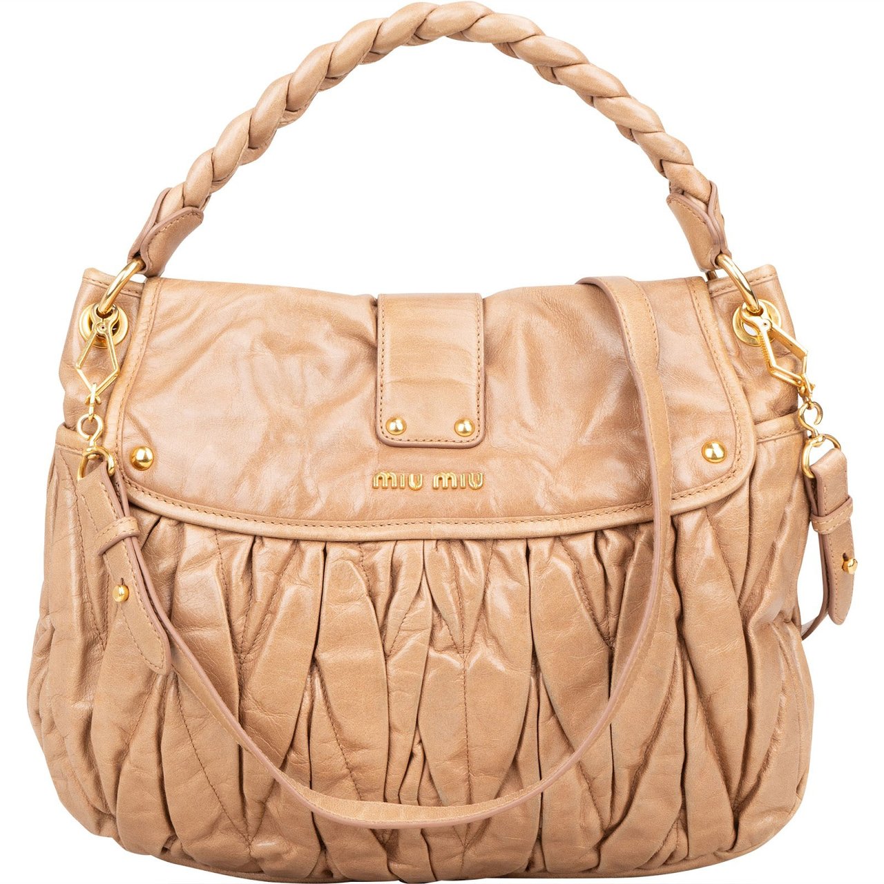 Miu Miu Miu Miu Quilted Leather City Handbag Beige