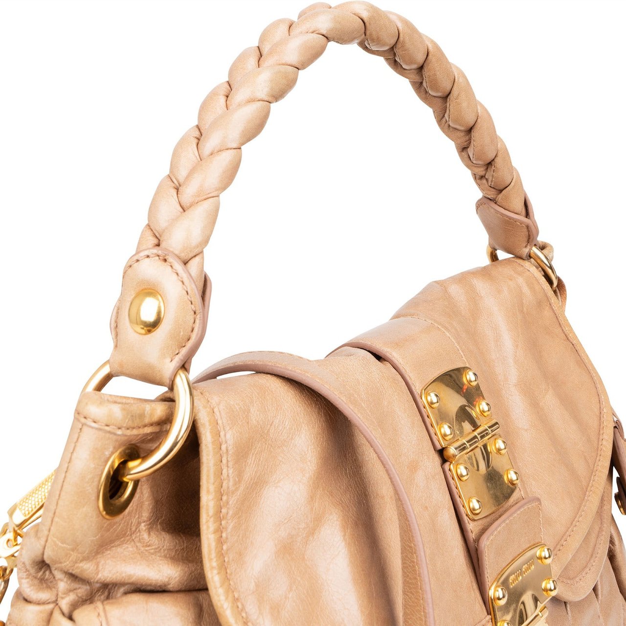 Miu Miu Miu Miu Quilted Leather City Handbag Beige