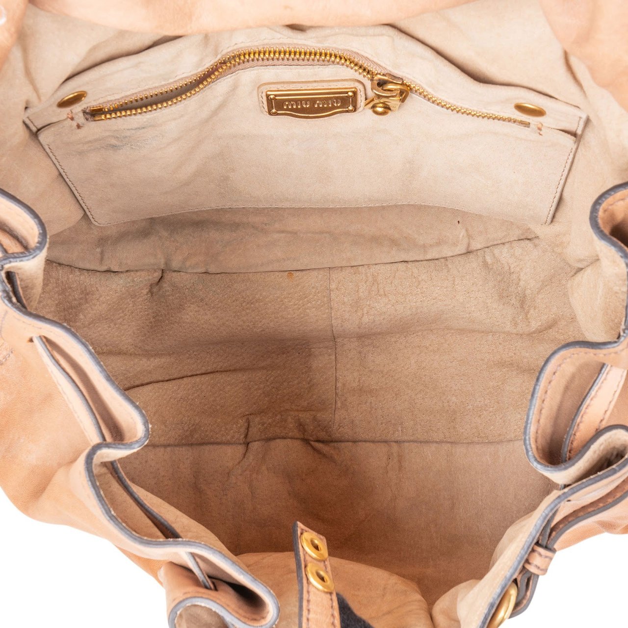 Miu Miu Miu Miu Brown Vitello Lux Leather Hobo Handbag Bruin