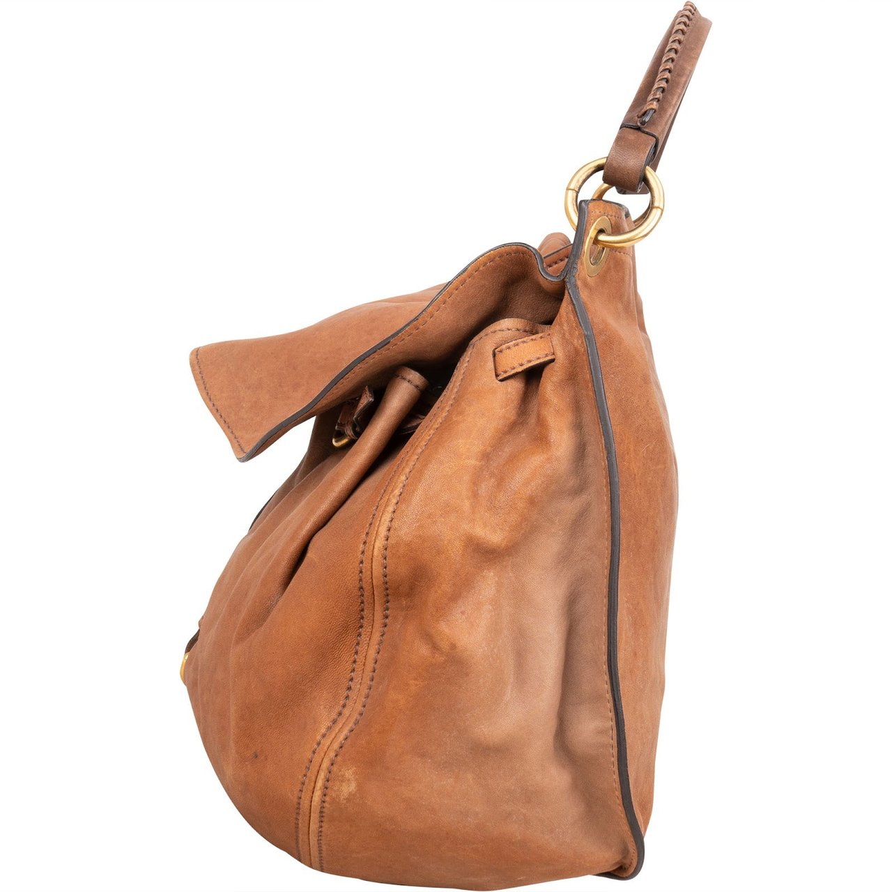 Miu Miu Miu Miu Brown Vitello Lux Leather Hobo Handbag Bruin