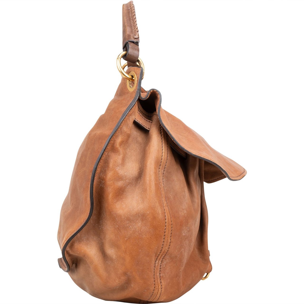 Miu Miu Miu Miu Brown Vitello Lux Leather Hobo Handbag Bruin