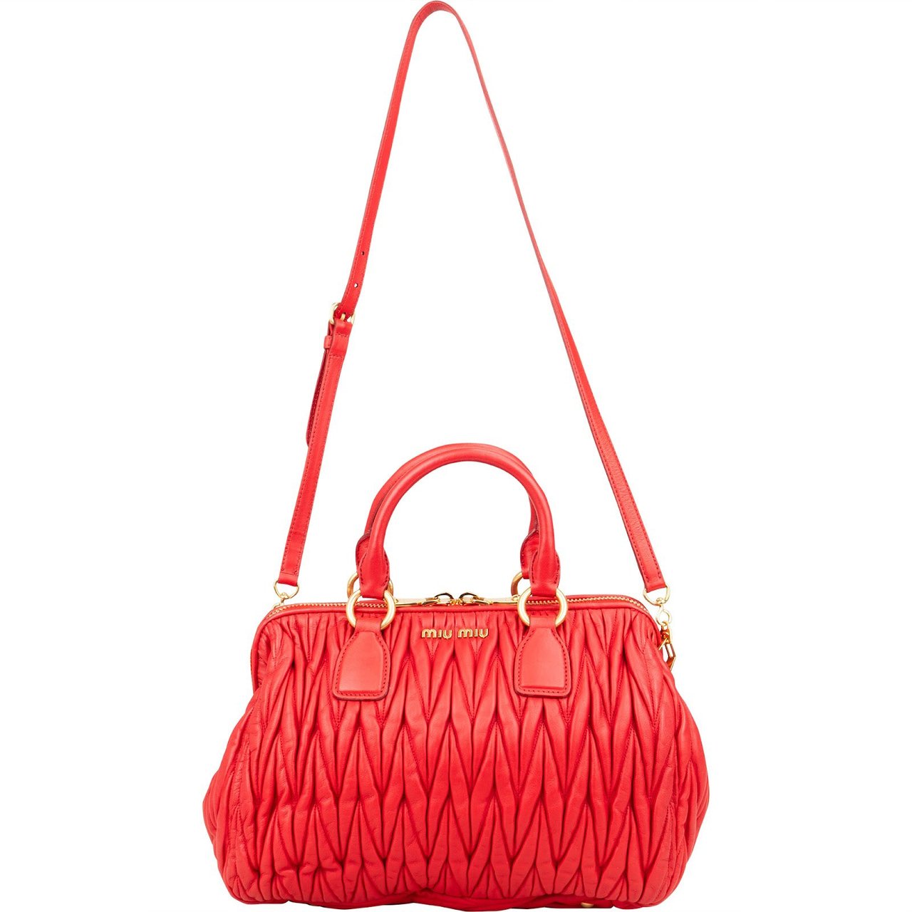 Miu Miu Miu Miu Matelassé Nappa Leather Handbag Rood