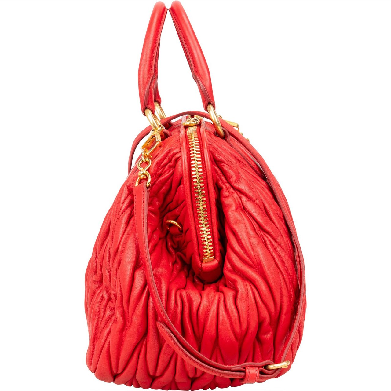 Miu Miu Miu Miu Matelassé Nappa Leather Handbag Rood