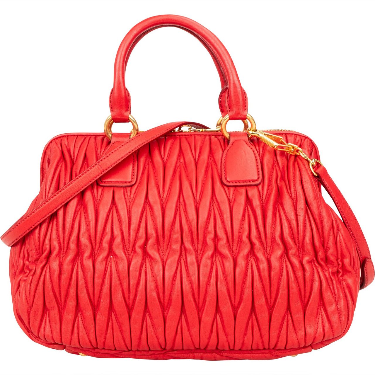Miu Miu Miu Miu Matelassé Nappa Leather Handbag Rood