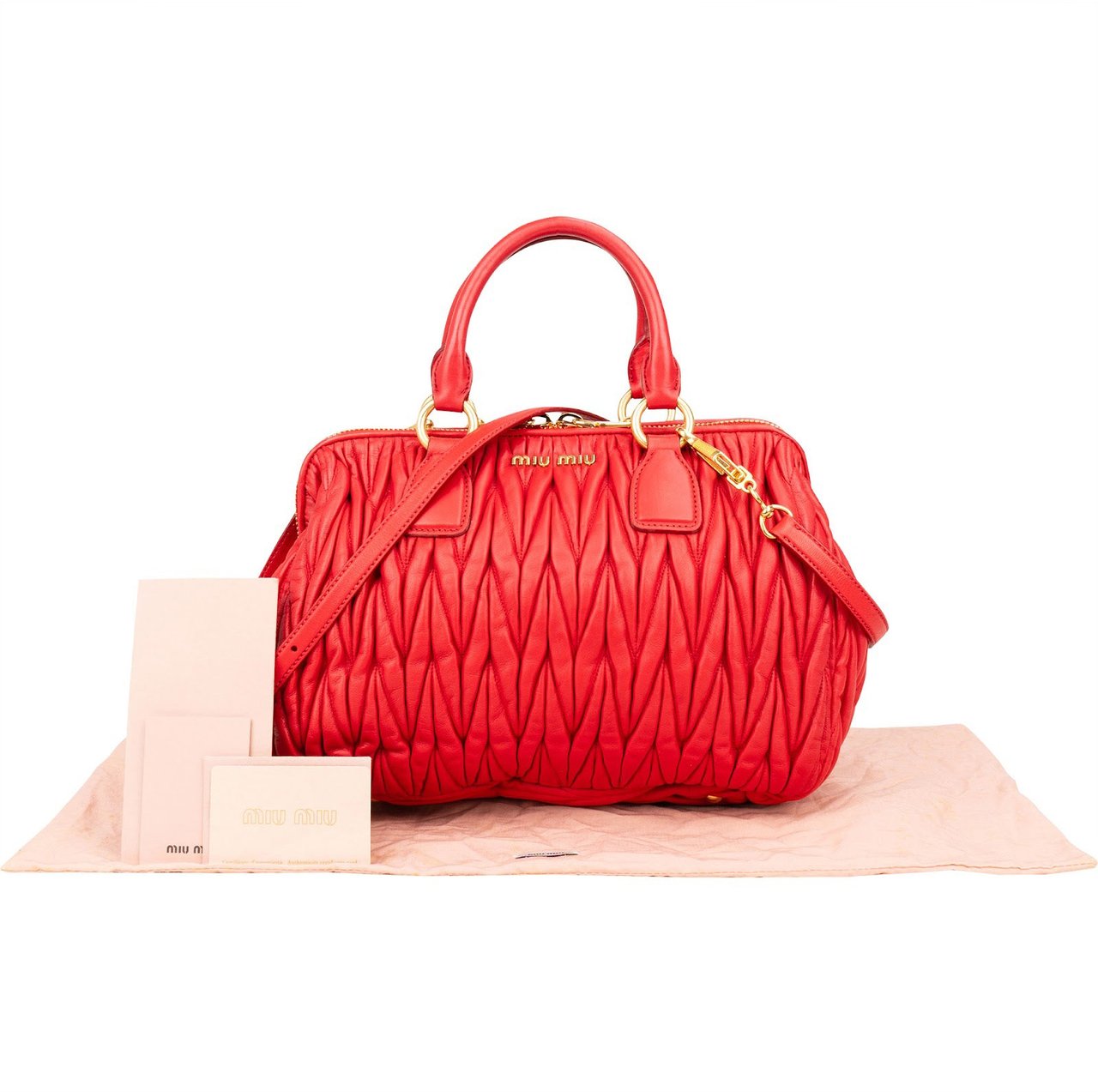 Miu Miu Miu Miu Matelassé Nappa Leather Handbag Rood