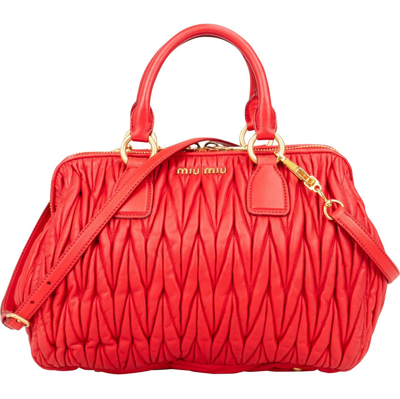 Miu Miu Miu Miu Matelassé Nappa Leather Handbag Rood