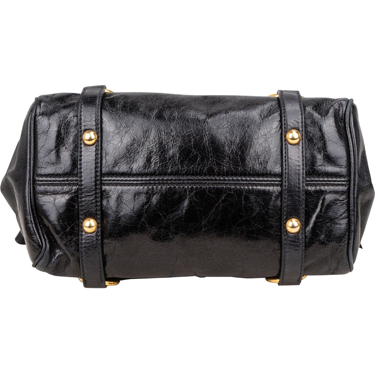 Miu Miu Miu Miu Black Vitello Lux Leather City Handbag Zwart