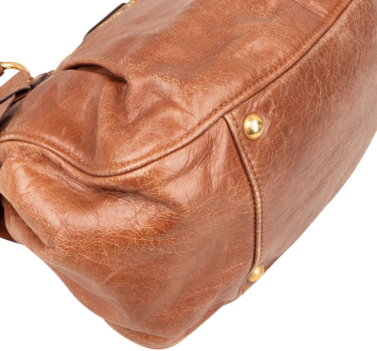 Miu Miu Miu Miu Vitello Lux Bow City Handbag Bruin