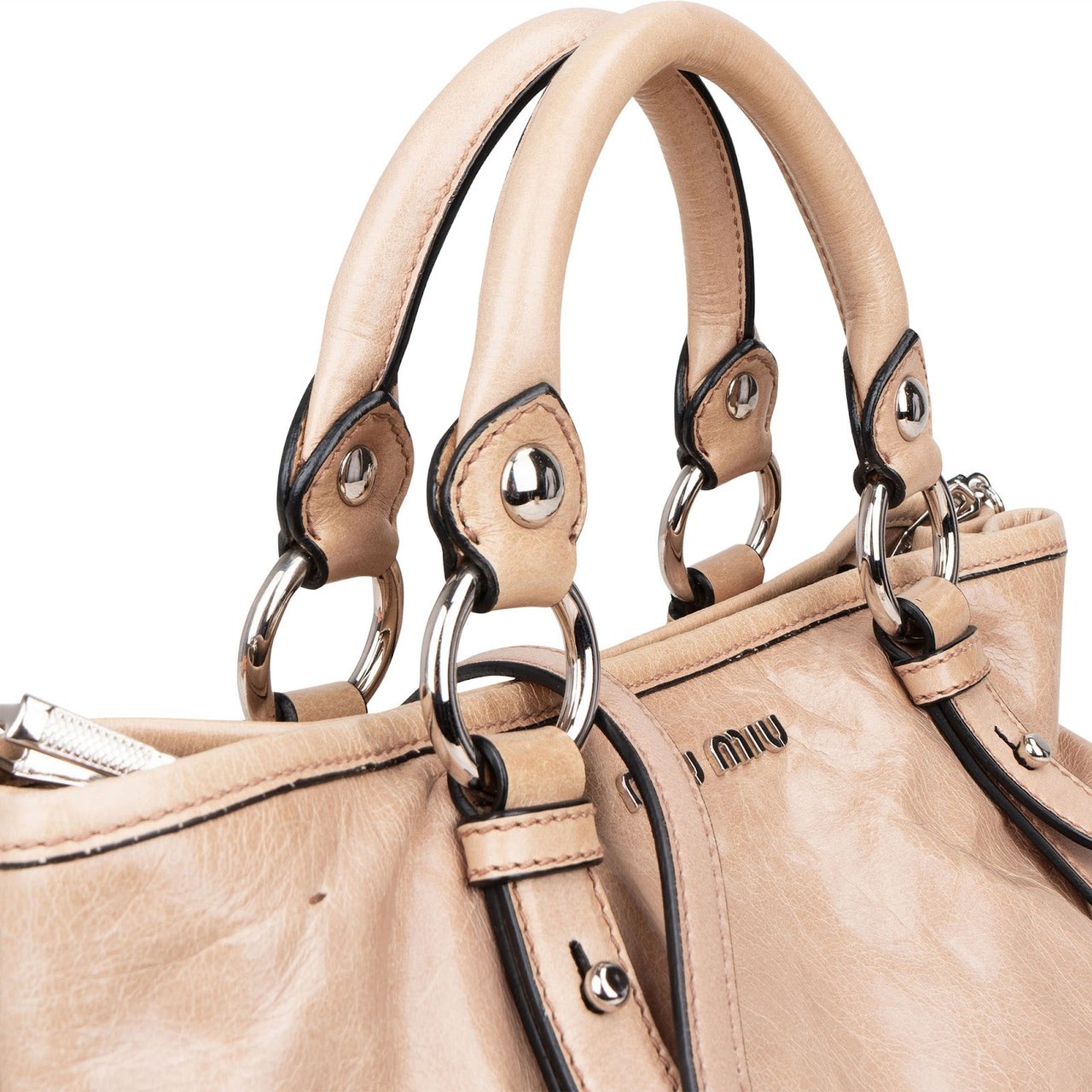 Miu Miu Miu Miu Vitello Lux City Handbag Beige