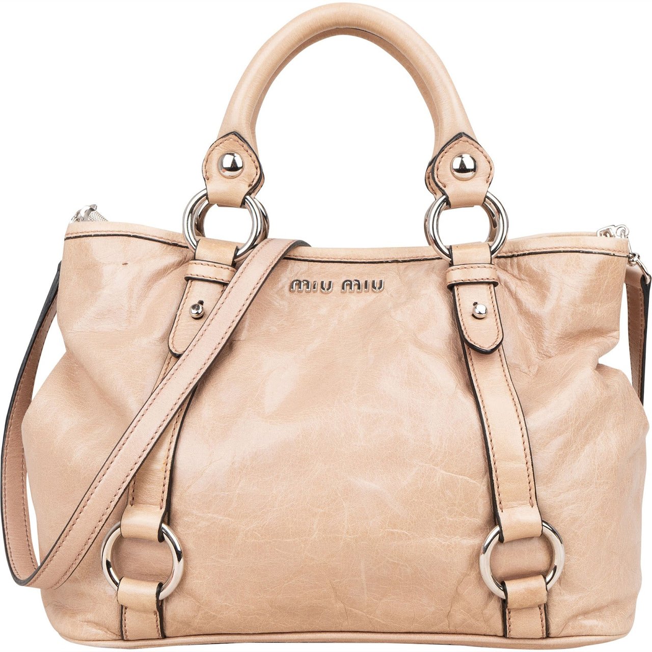 Miu Miu Miu Miu Vitello Lux City Handbag Beige
