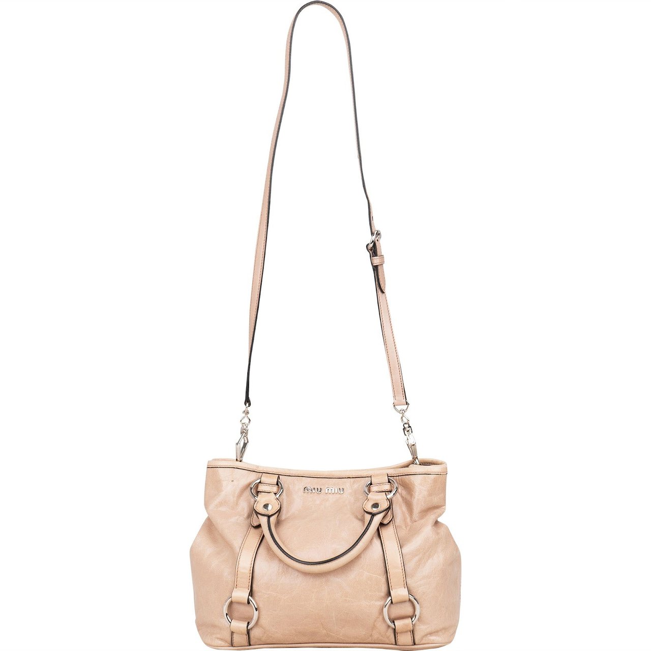 Miu Miu Miu Miu Vitello Lux City Handbag Beige