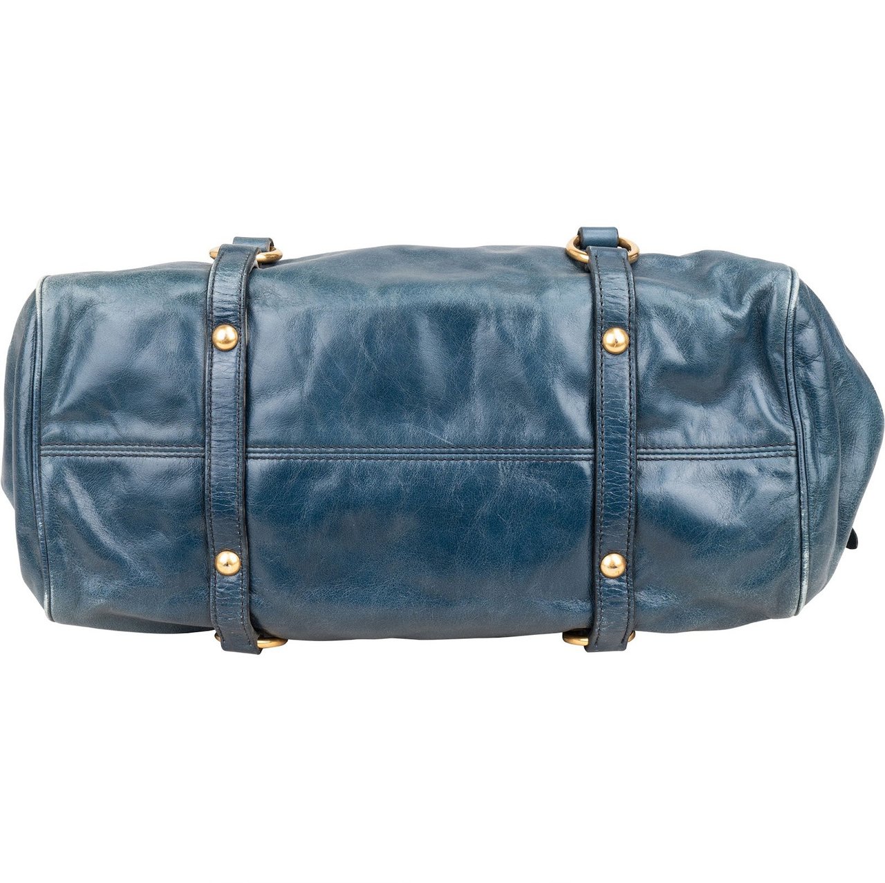 Miu Miu Miu Miu Vitello Lux Leather Satchel City Handbag Blauw