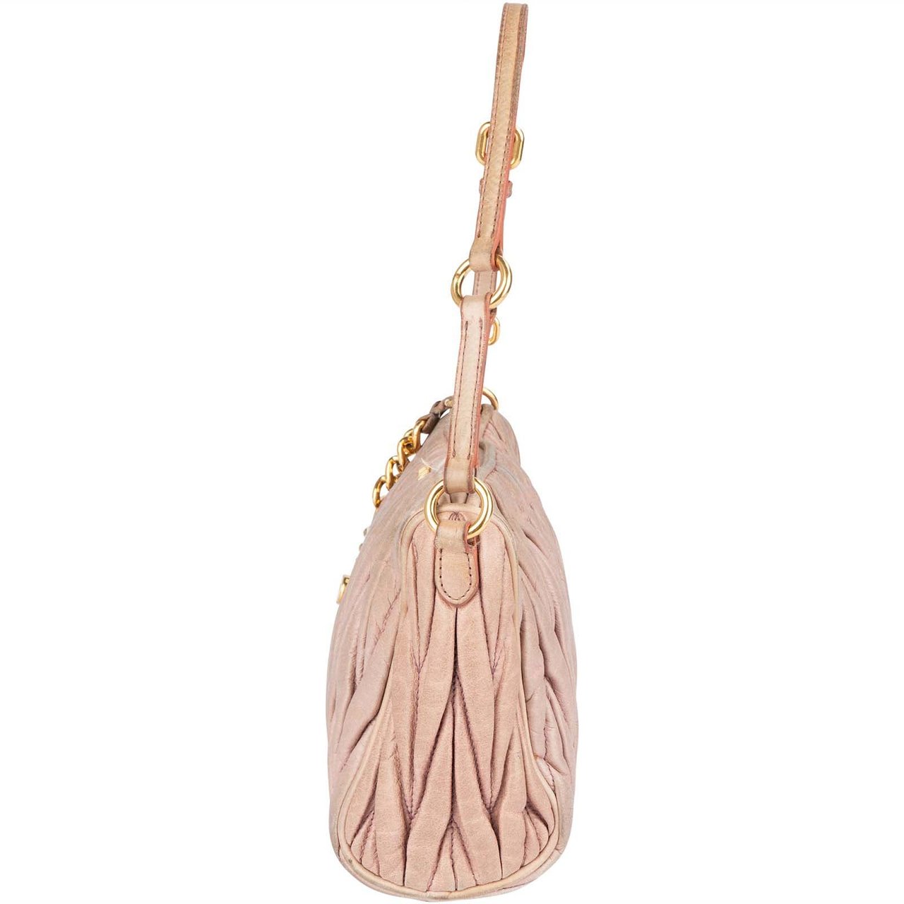 Miu Miu Matelassé Nappa Leather Padlock Shoulder Bag Roze