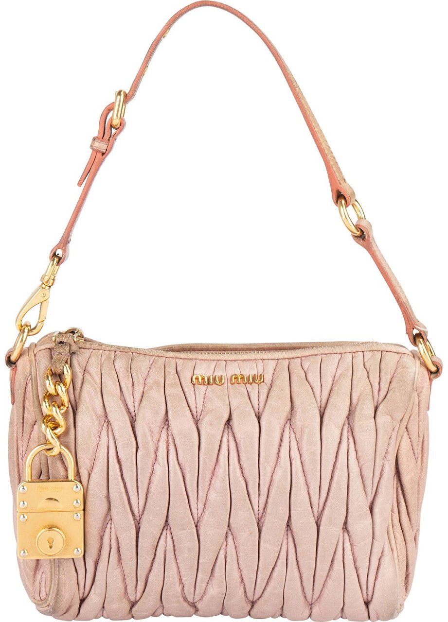 Miu Miu Miu Miu Matelassé Nappa Leather Padlock Shoulder Bag Rood