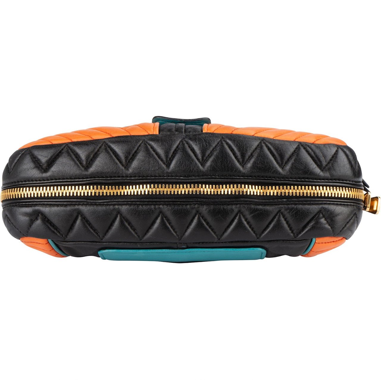 Miu Miu Miu Miu Quilted TricolorLeather Biker Crossbody Bag Zwart