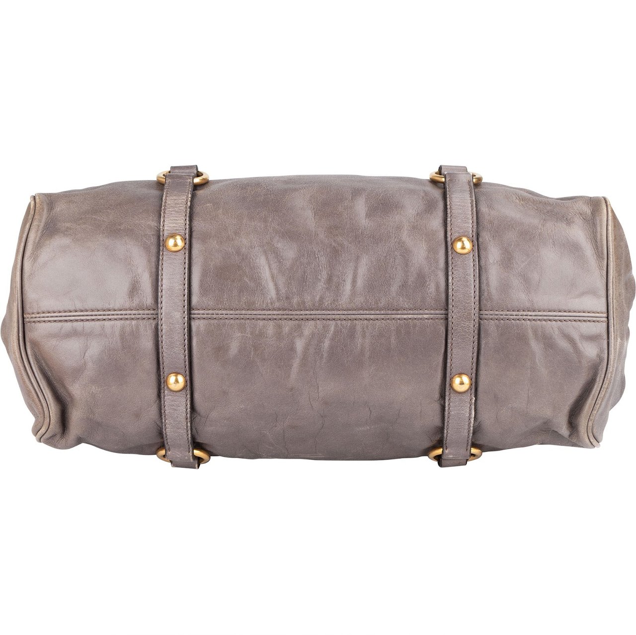 Miu Miu Miu Miu Vitello Lux Leather City Handbag Donkergrijs