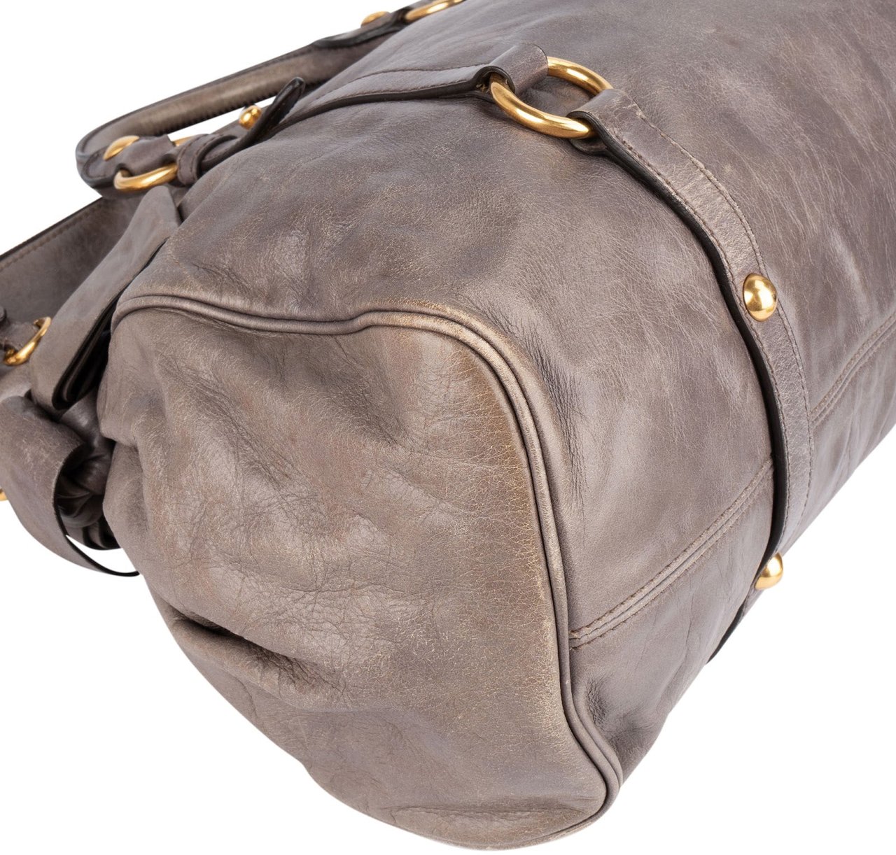 Miu Miu Miu Miu Vitello Lux Leather City Handbag Donkergrijs