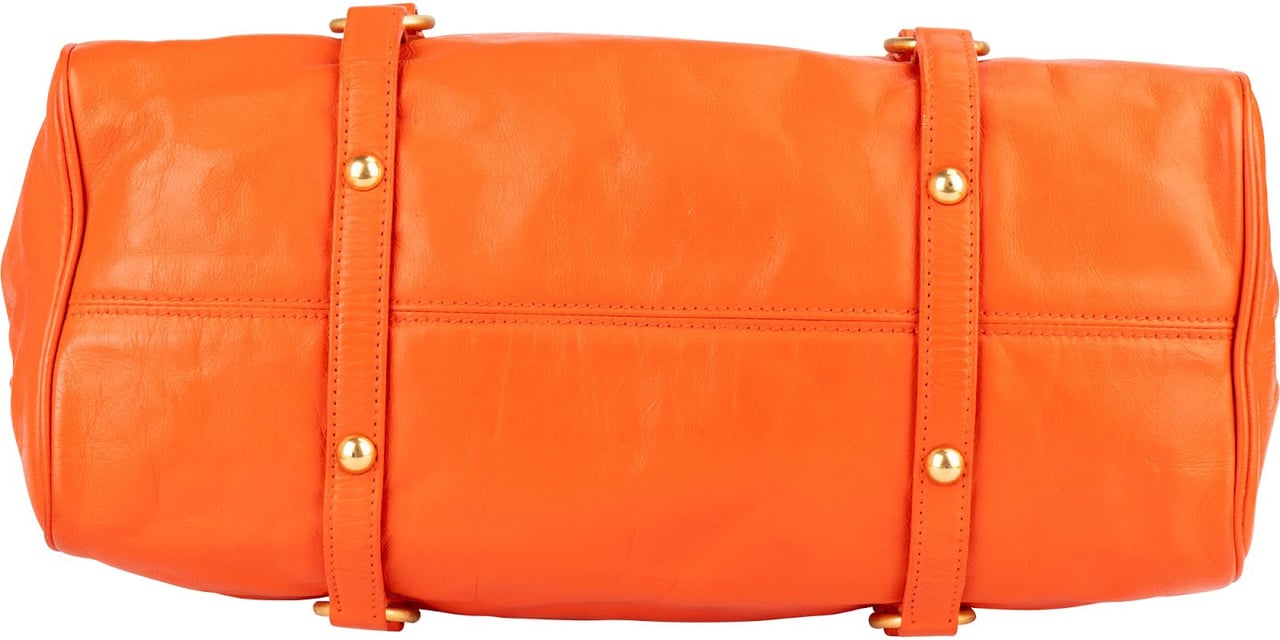 Miu Miu Miu Miu Vitello Lux Leather City Handbag Oranje