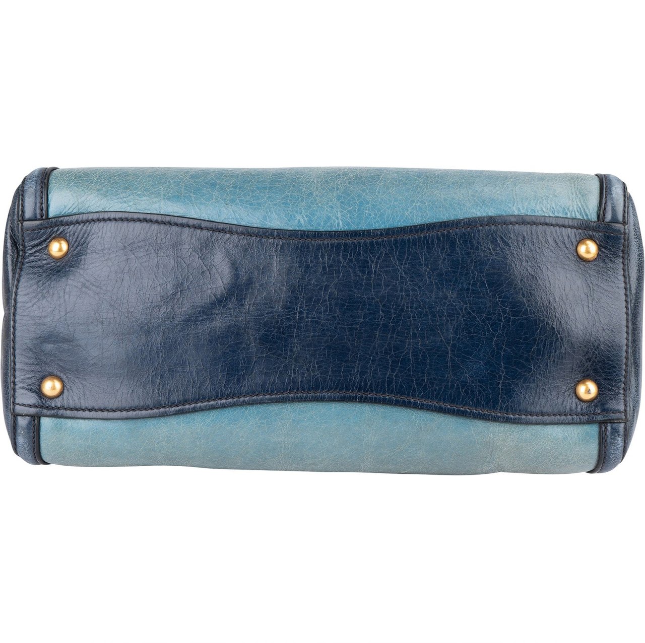 Miu Miu Miu Miu Vitello Lux Bicolor Bauletto Handbag Blauw