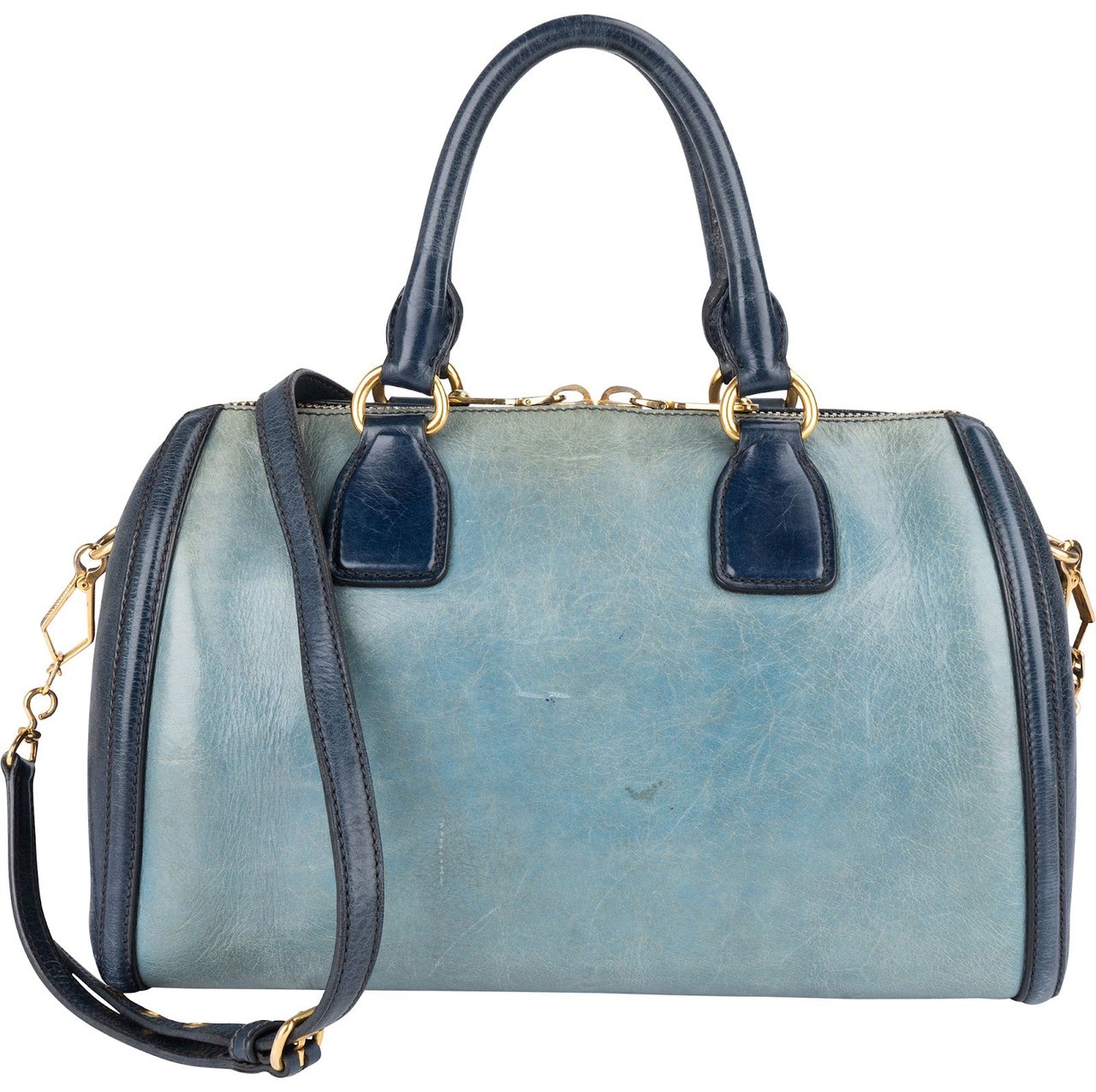 Miu Miu Miu Miu Vitello Lux Bicolor Bauletto Handbag Blauw