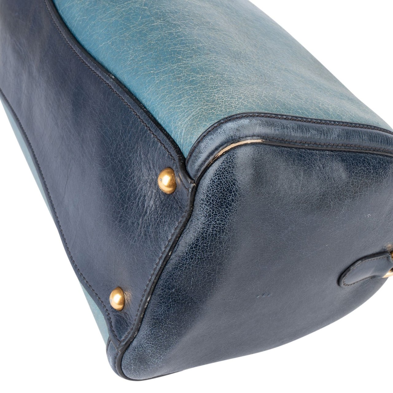 Miu Miu Miu Miu Vitello Lux Bicolor Bauletto Handbag Blauw