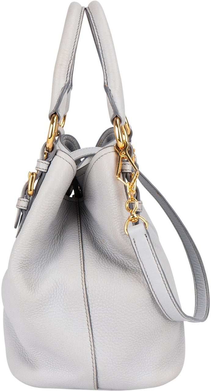 Miu Miu Miu Miu Vitello Lux Leather Handbag Donkergrijs