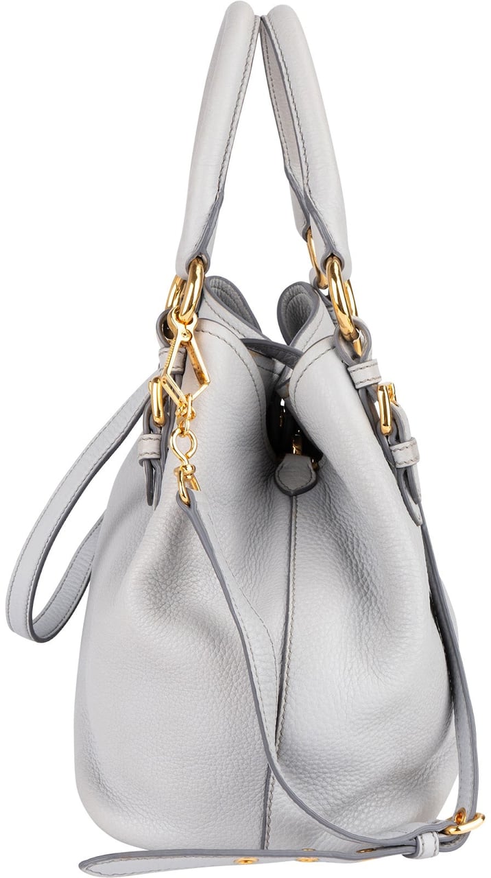 Miu Miu Miu Miu Vitello Lux Leather Handbag Donkergrijs