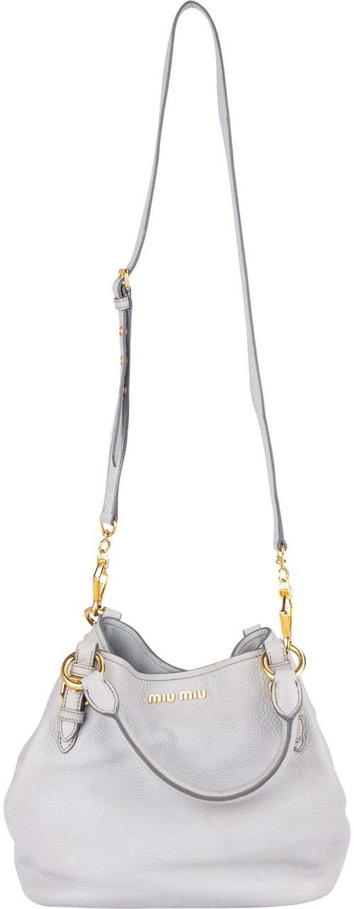 Miu Miu Miu Miu Vitello Lux Leather Handbag Donkergrijs