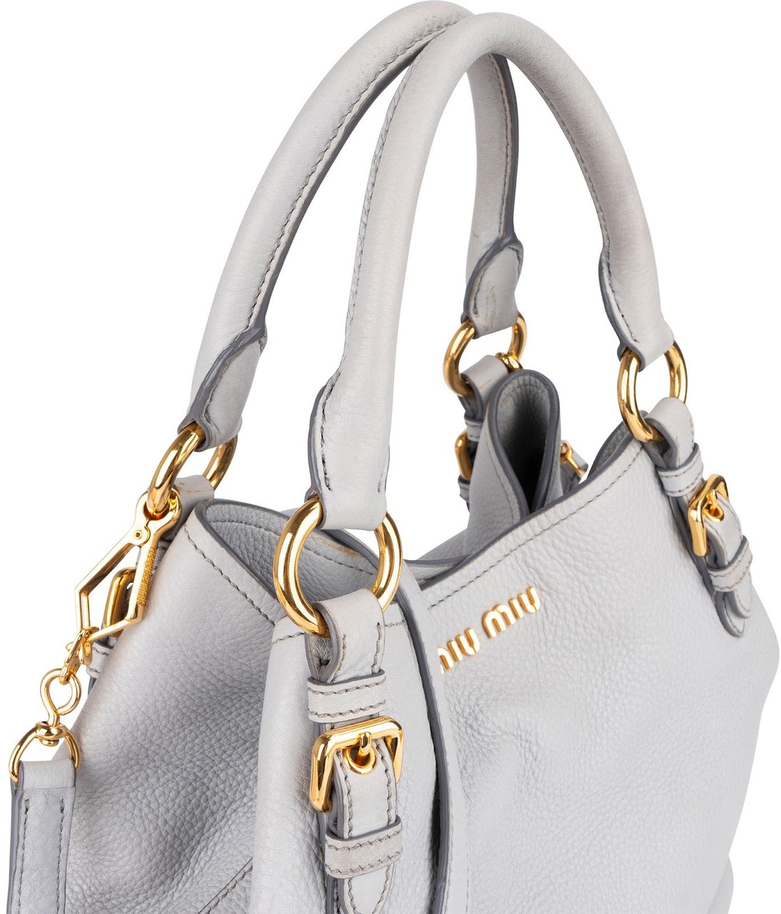 Miu Miu Miu Miu Vitello Lux Leather Handbag Donkergrijs