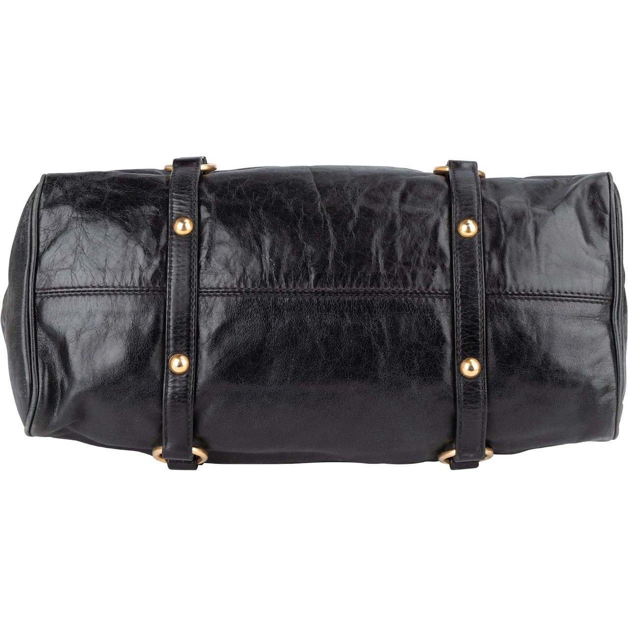 Miu Miu Miu Miu Vitello Lux Leather City Handbag Zwart