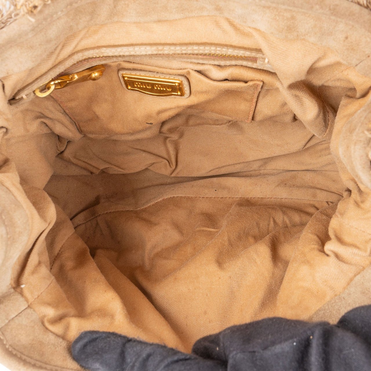 Miu Miu Miu Miu Quilted Fabric City Handbag Beige