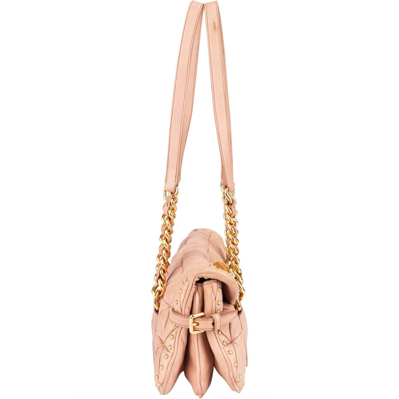 Miu Miu Miu Miu Quilted Nappa Leather Studded Shoulder Bag Rood