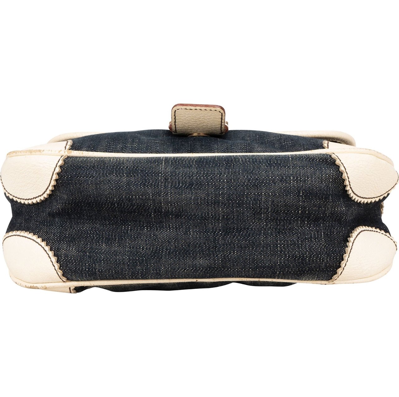 Miu Miu Miu Miu Denim and Leather Flap Handbag Blauw