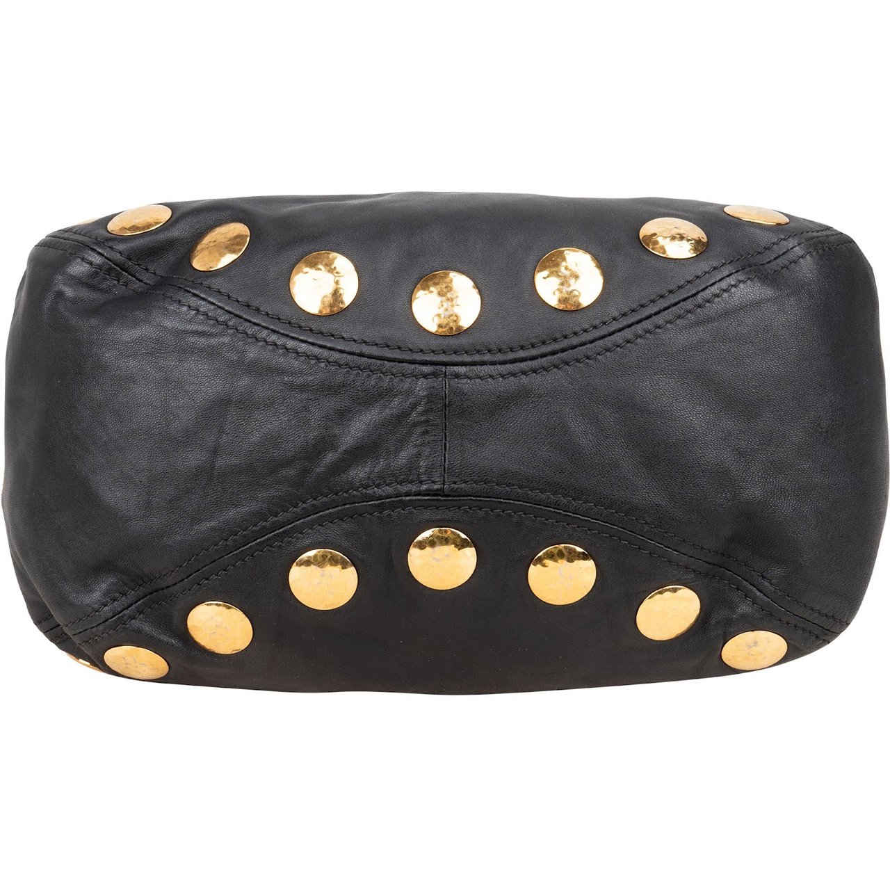 Miu Miu Miu Miu Black Leather Studded Bauletto Handbag Zwart