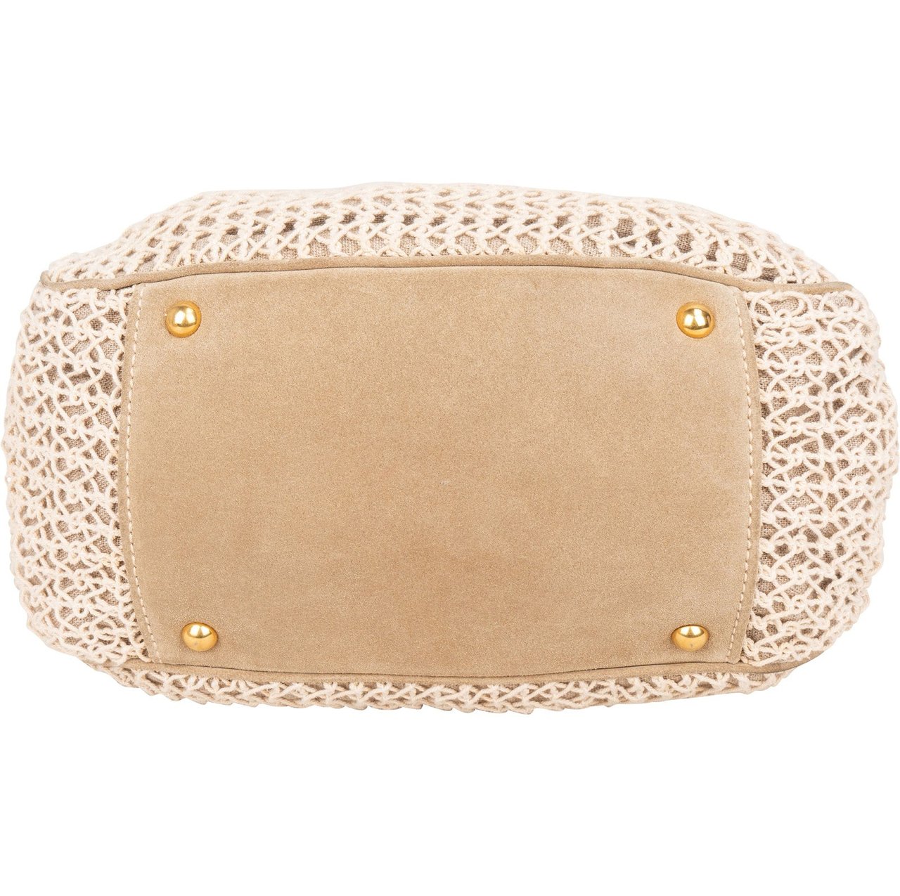 Miu Miu Miu Miu Suede and Crochet Bow City Handbag Beige