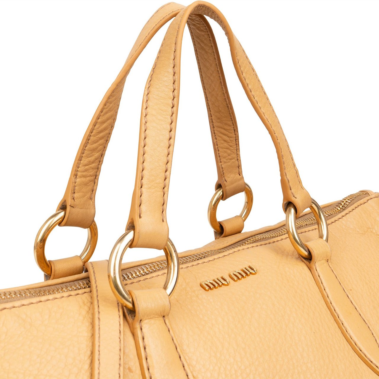 Miu Miu Miu Miu Vitello Daino Leather Satchel Handbag Beige
