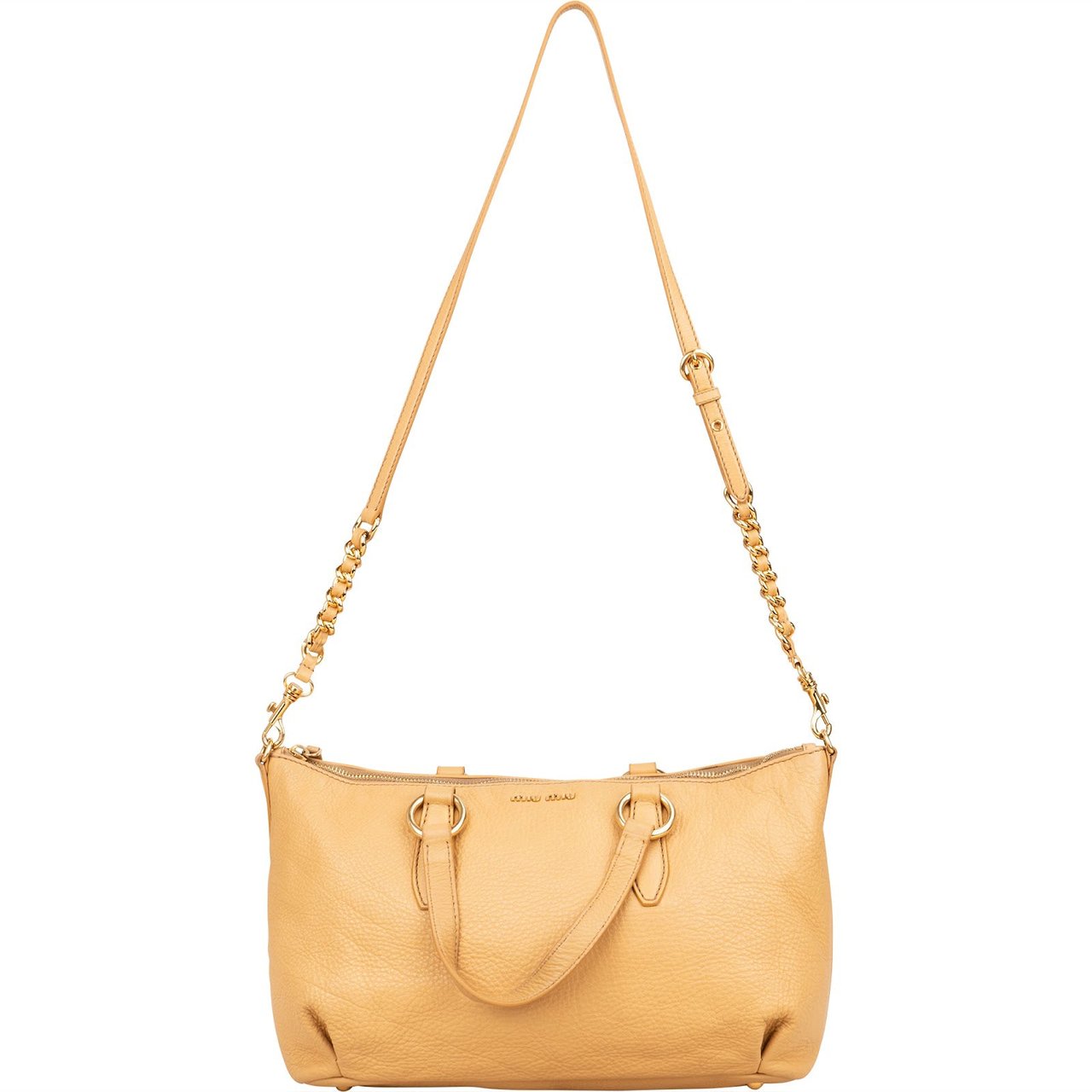 Miu Miu Miu Miu Vitello Daino Leather Satchel Handbag Beige