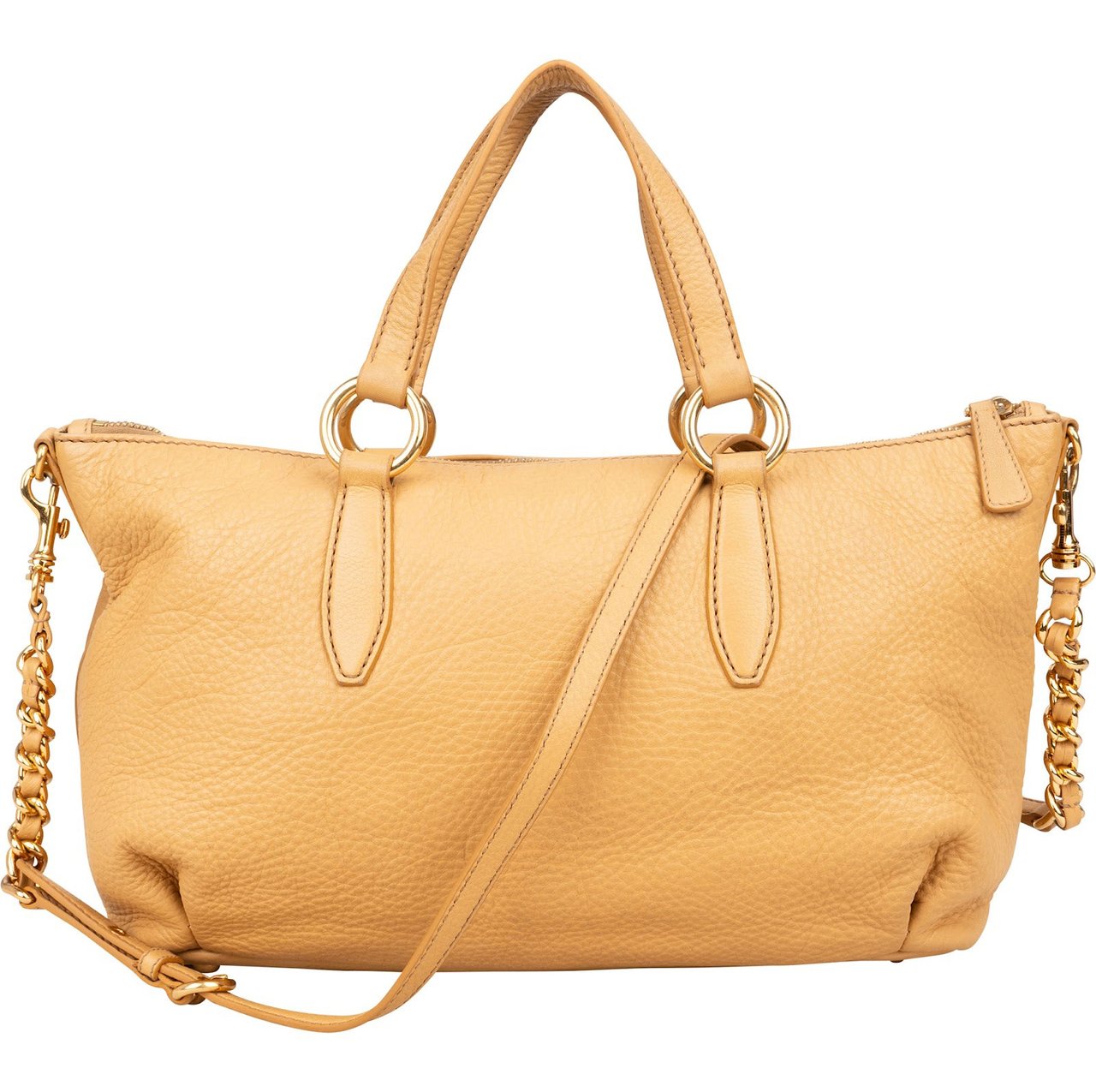 Miu Miu Miu Miu Vitello Daino Leather Satchel Handbag Beige