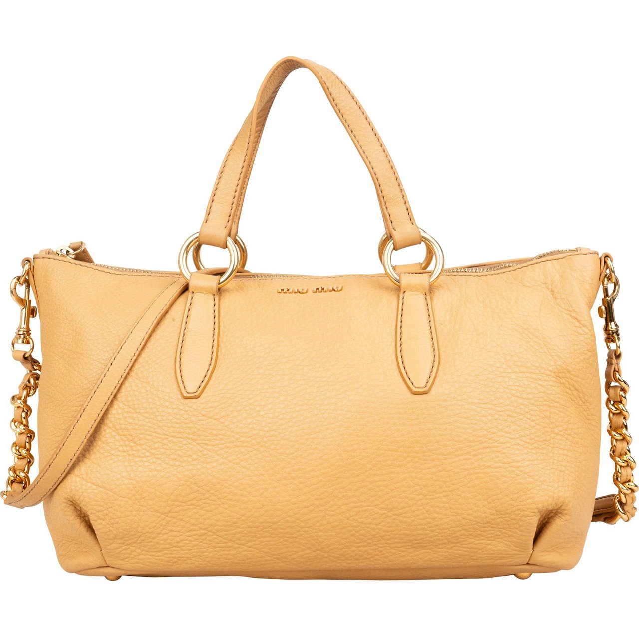 Miu Miu Miu Miu Vitello Daino Leather Satchel Handbag Beige