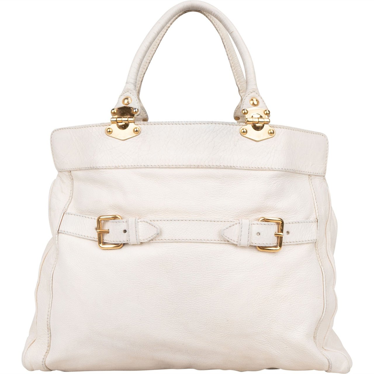 Miu Miu Miu Miu Blancoi Vitello Daino Satchel Handbag Wit