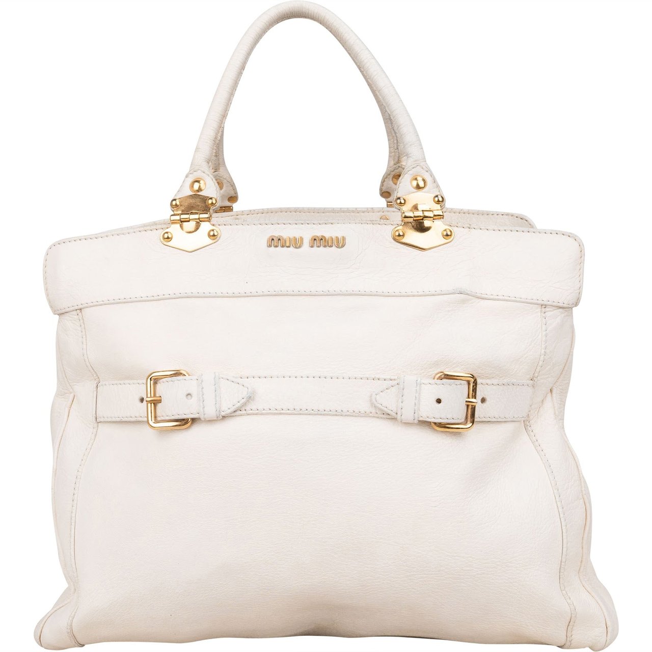 Miu Miu Blancoi Vitello Daino Satchel Handbag Wit