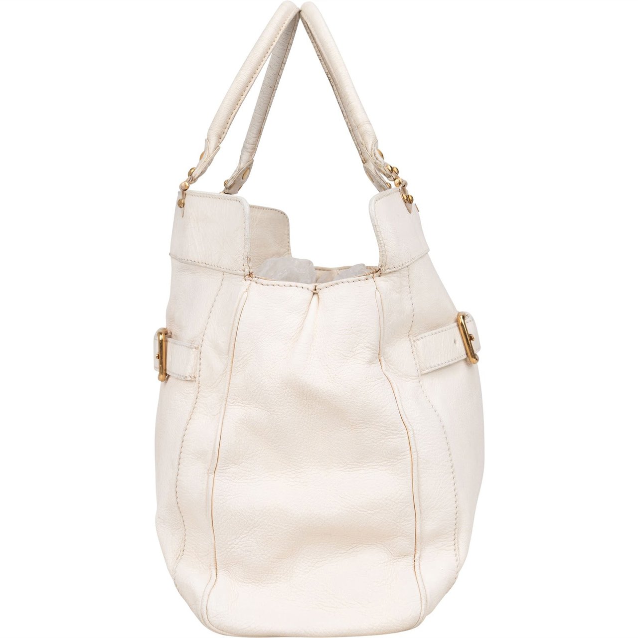 Miu Miu Miu Miu Blancoi Vitello Daino Satchel Handbag Wit