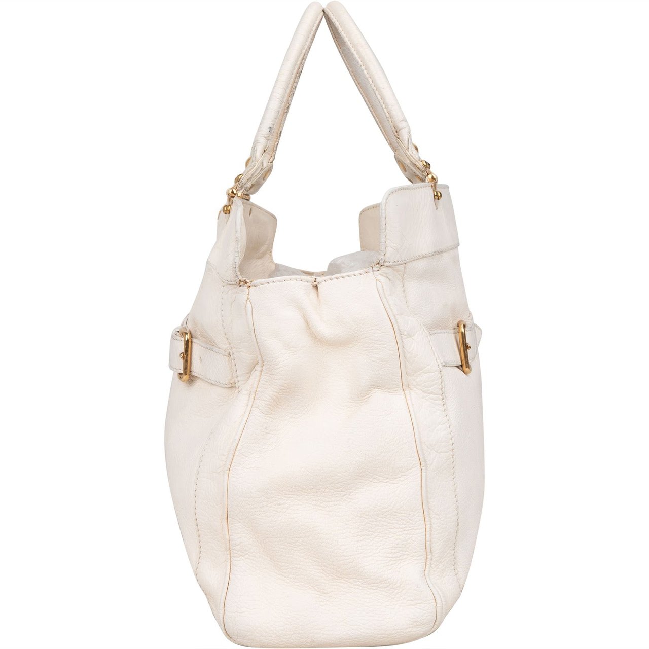 Miu Miu Miu Miu Blancoi Vitello Daino Satchel Handbag Wit