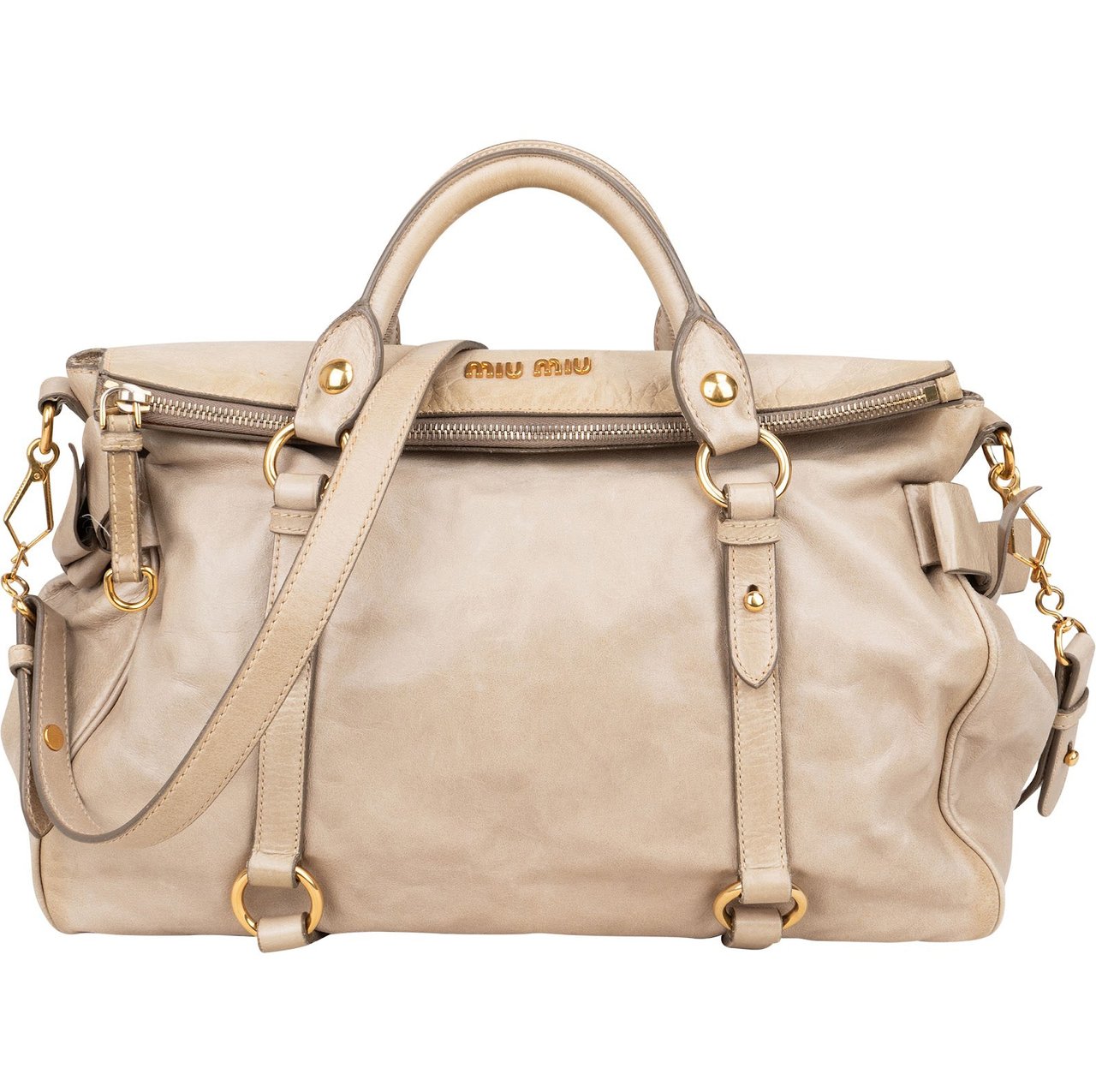 Miu Miu Miu Miu Vitello Lux City Handbag Donkergrijs