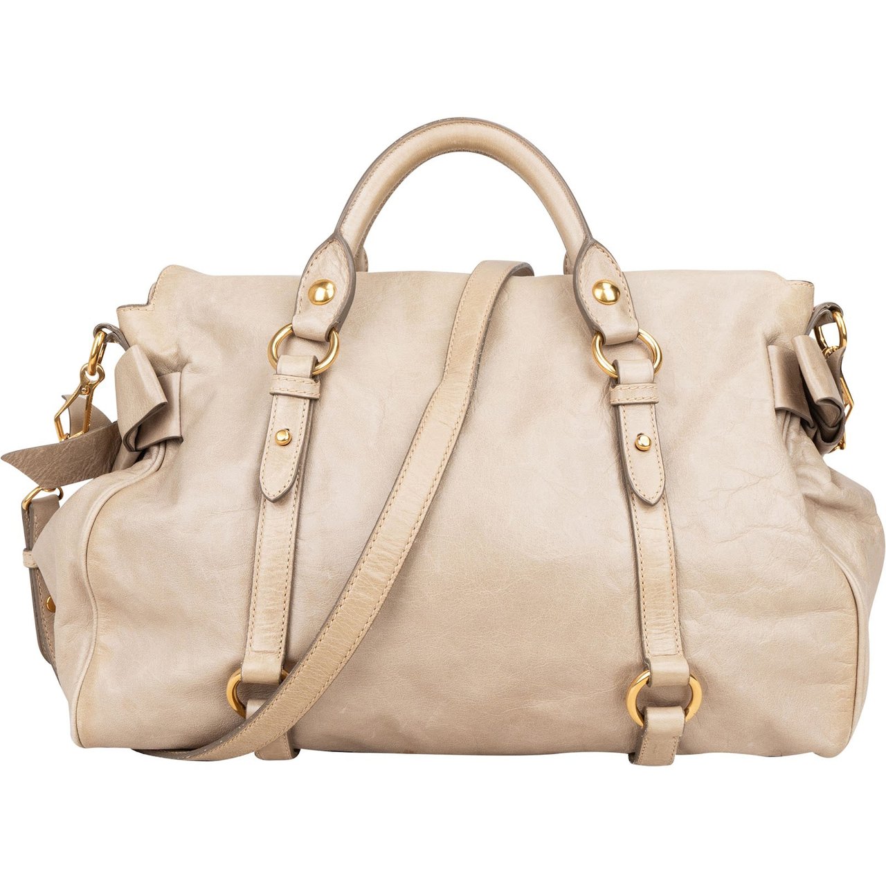 Miu Miu Miu Miu Vitello Lux City Handbag Donkergrijs