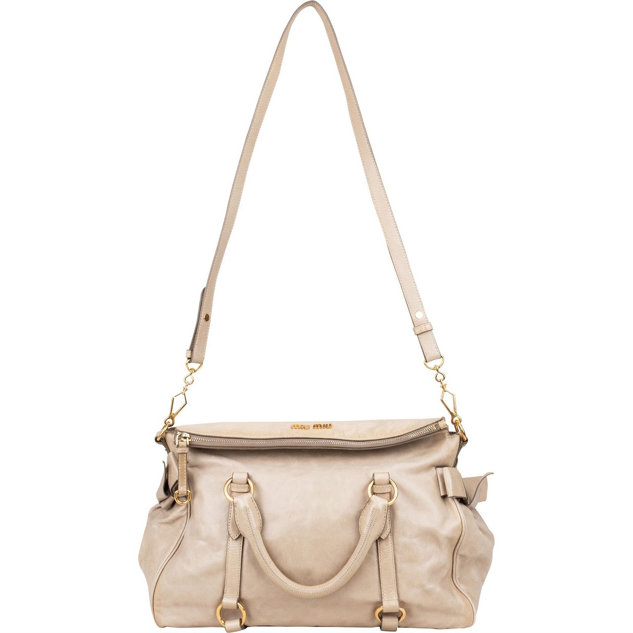 Miu Miu Miu Miu Vitello Lux City Handbag Donkergrijs