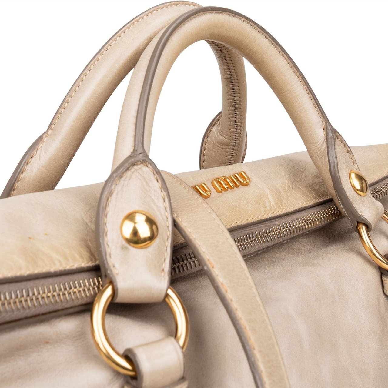Miu Miu Miu Miu Vitello Lux City Handbag Donkergrijs