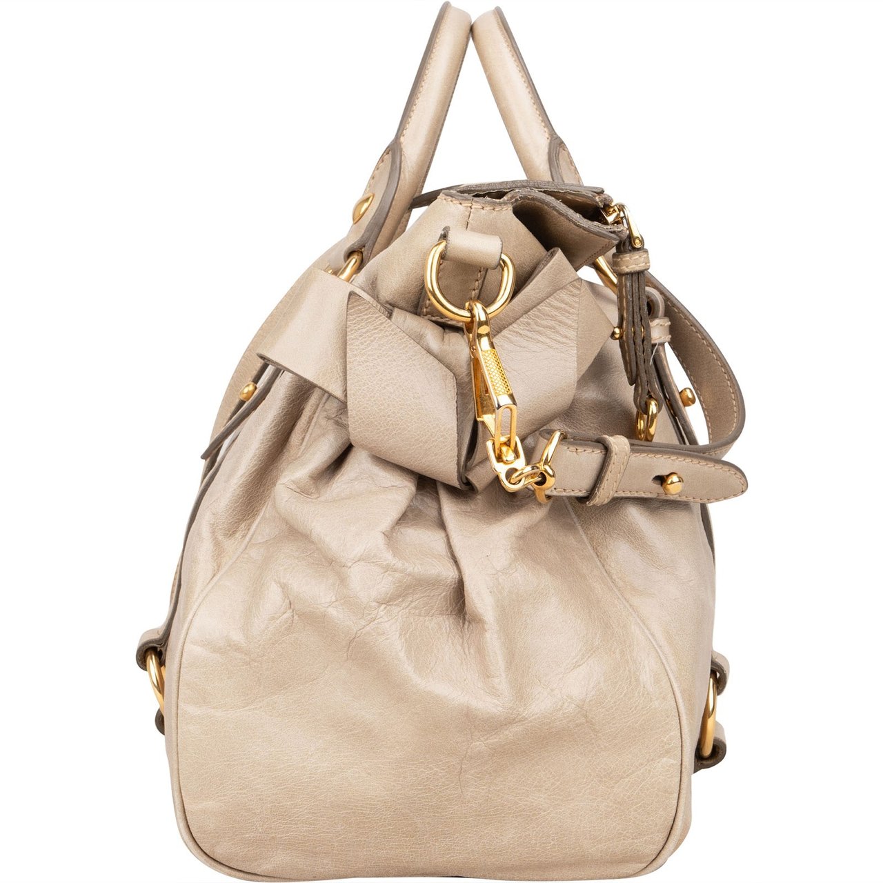 Miu Miu Miu Miu Vitello Lux City Handbag Donkergrijs